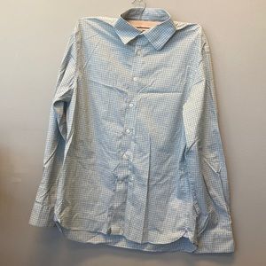 Men’s large blue and green Gingham striped dress shirt. Non Iron. Button Down